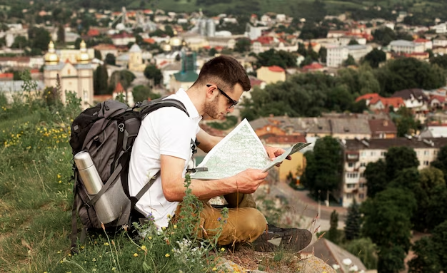 Adventurous young adults hiking in the hills of Florence